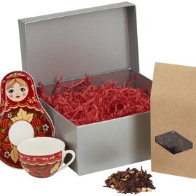 Подарочный набор: чайная пара, чай Глинтвейн, серебристый
