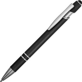 Ручка металлическая soft-touch шариковая со стилусом «Sway», черный/серебристый (P)