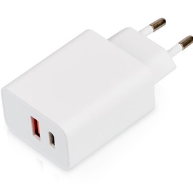 Сетевое зарядное устройство c выходами USB-A и USB-C «Recharger Pro», быстрая зарядка QC/PD, 30 Вт, белый