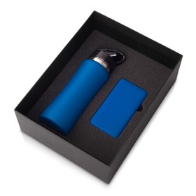 Подарочный набор с бутылкой для воды и повербанком С1, 5000 mAh, синий