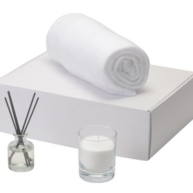 Подарочный набор White light 2.0 с пледом, диффузором, насыпной свечой