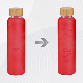 Стеклянная бутылка с бамбуковой крышкой «Foggy», 600 мл, красный, с УФ печатью