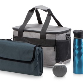 Подарочный набор с пледом и колонкой в сумке - холодильнике 