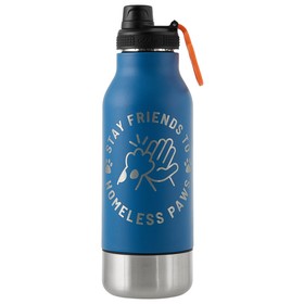 Вакуумный термос «Buddy» 3-в-1 со съемными мисками для питомцев, 1000 мл, синий с гравировкой