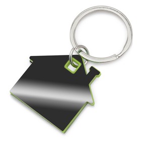 Металлический брелок с пластиковой цветной вставкой 