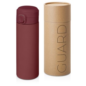 Вакуумная термокружка Waterline c кнопкой «Guard», 400 мл, тубус, бургунди