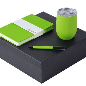Подарочный набор c блокнотом C2, ручкой и термокружкой, зеленое яблоко