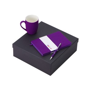 Подарочный набор с блокнотом С1, металлической ручкой и кружкой, фиолетовый