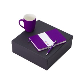 Подарочный набор с блокнотом С2, металлической ручкой и кружкой, фиолетовый
