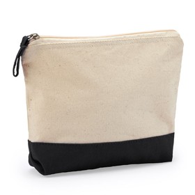 Косметичка DOEL из хлопка плотностью 280 г/м2, бежевый/черный