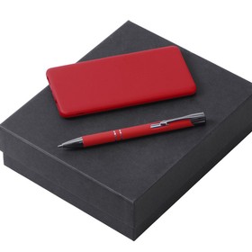 Подарочный набор c ручкой и повербанком 5000 mAh, красный
