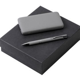 Подарочный набор c ручкой и повербанком 10000 mAh, серый