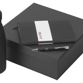 Подарочный набор с блокнотом С1, металлической ручкой и термобутылкой, черный