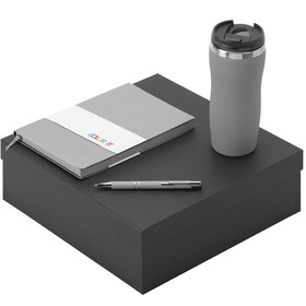 Подарочный набор с блокнотом С1, металлической ручкой и термокружкой, серый