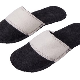 Тапочки белые/серые с отворотом без вышивки