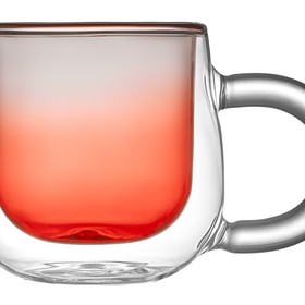 Кружка с двойными стенками с широкой ручкой и градиентным покрытием 