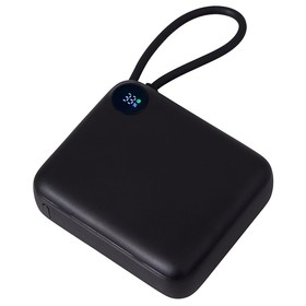 Внешний аккумулятор со встроенным кабелем «Liri», QC/PD, 10000 мАч, черный