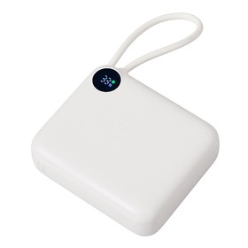 Внешний аккумулятор со встроенным кабелем «Liri», QC/PD, 10000 мАч, теплый белый