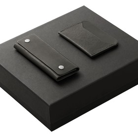 Подарочный набор Long River: картхолдер, ключница (без лого Long River), черная коробка