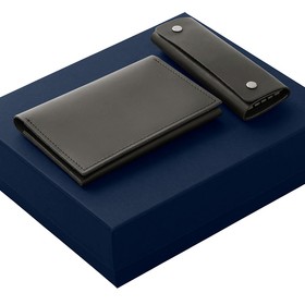 Подарочный набор Long River: обложка для паспорта, ключница (без лого Long River), синяя коробка