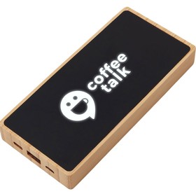 Внешний аккумулятор с подсветкой лого и солнечной панелью «Reedia S1», 10000 mAh, бамбук, черный