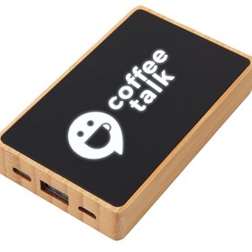 Внешний аккумулятор с подсветкой лого «Reedia S2», 5000 mAh, бамбук, черный