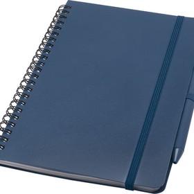 Блокнот Thalaasa формата А5 в твердой обложке из океанического пластика с шариковой ручкой - Синий