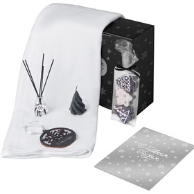 Подарочный набор с пледом, свечой и диффузором, белый