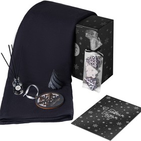 Подарочный набор с пледом, свечой и диффузором, черный