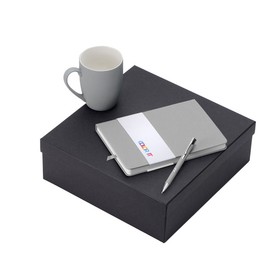 Подарочный набор с блокнотом С2, металлической ручкой и кружкой, серый