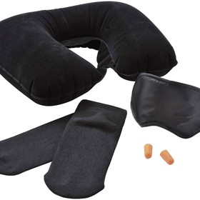 Набор дорожный: повязка для глаз, беруши, надувная подушка, носки