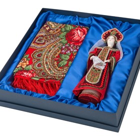 Набор «Евдокия»: кукла в народном костюме, платок, красный