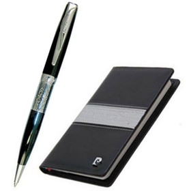 Набор: ручка шариковая, записная книжка. Pierre Cardin, черный/серый