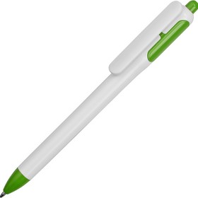 Ручка шариковая с белым корпусом и цветными вставками, белый/зеленый