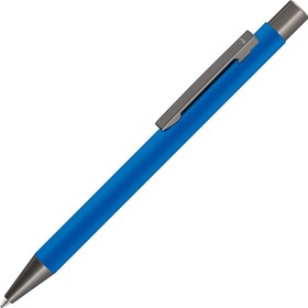 Ручка шариковая UMA «STRAIGHT GUM» soft-touch, с зеркальной гравировкой, синий