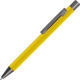 Ручка шариковая UMA «STRAIGHT GUM» soft-touch, с зеркальной гравировкой, желтый
