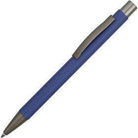 Ручка металлическая soft touch шариковая «Tender» с зеркальным слоем, синий/серый