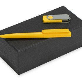 Подарочный набор Qumbo с ручкой и флешкой, желтый