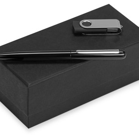 Подарочный набор Skate Mirro с ручкой для зеркальной гравировки и флешкой, черный
