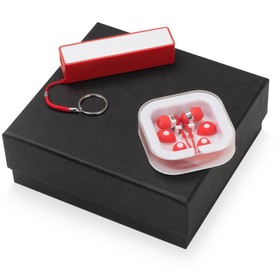 Подарочный набор Non-stop music с наушниками и зарядным устройством, красный