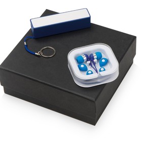 Подарочный набор Non-stop music с наушниками и зарядным устройством, синий