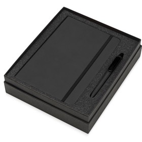 Подарочный набор Vision Pro soft-touch с ручкой и блокнотом А5, черный