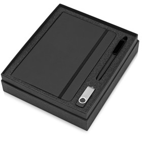 Подарочный набор Vision Pro Plus soft-touch с флешкой, ручкой и блокнотом А5, черный