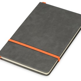 Блокнот «Color» линованный А5 в твердой обложке с резинкой, серый/оранжевый