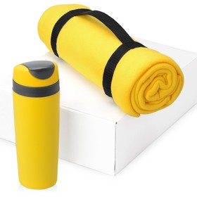 Подарочный набор Cozy с пледом и термокружкой, желтый