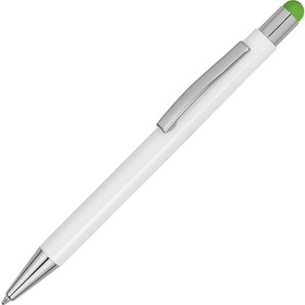 Ручка металлическая шариковая «Flowery» со стилусом и цветным зеркальным слоем, белый/зеленое яблоко
