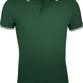 Рубашка поло мужская Pasadena Men 200 с контрастной отделкой, зеленая с белым